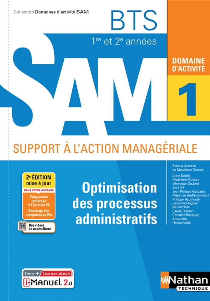 Domaine d'activité 1 - Optimisation des processus administratifs - BTS SAM 1re et 2e années - Coll. Domaines d'activités SAM - Ed. 2021